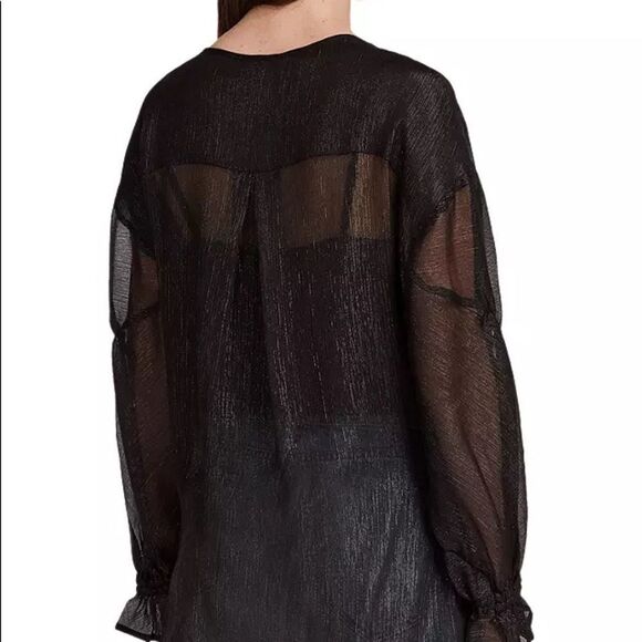 All Saints Hattie  Black blouse top xs sheer - Picture 4 of 10
